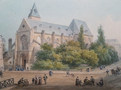 Kostel svatého Médarda v Paříži, akvarel podepsán Isidore Laurent Deroy (1797-1886)