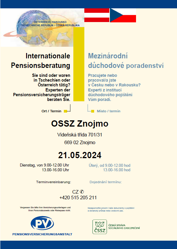 Mezinrodn dchodov poradenstv ve Znojm dne 21. 5. 2024