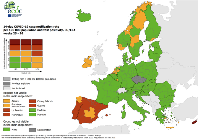 COVID 19 mapa rizika nkazy v Evrop