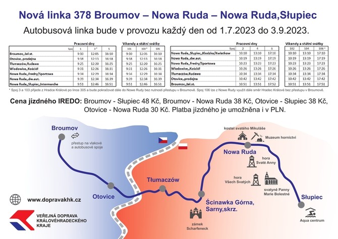 Od ervence zahj provoz nov mezinrodn linka z Broumova do Nowe Rudy