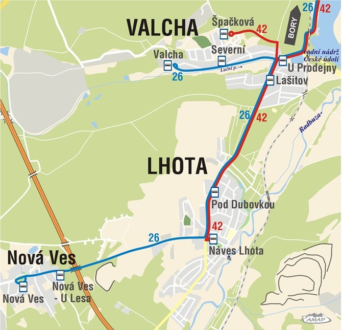 Trasa linek MHD na Vale ave Lhot od 1.9.2022