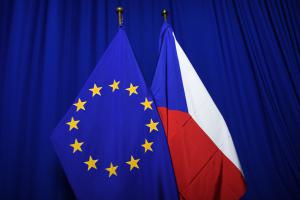 Czech flag and EU flag EC Audiovisual Service