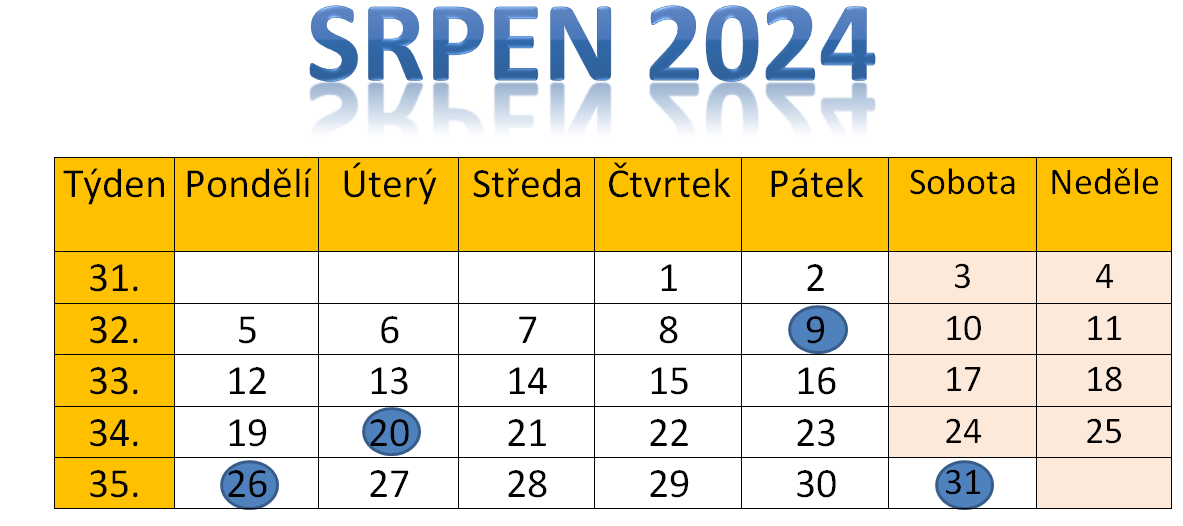 Daov kalend - srpen 2024