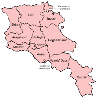 Armenia regions map 