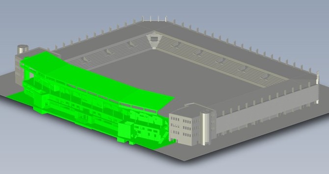 3D model stadionu (zdroj: Správa informačních technologií města Plzně)