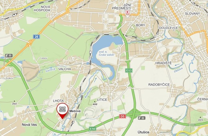 Plze-Lhota, Medov ulice (zdroj:mapy.cz)