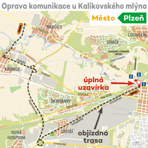 Oprava komunikace u Kalikovského mlýna (mapa)