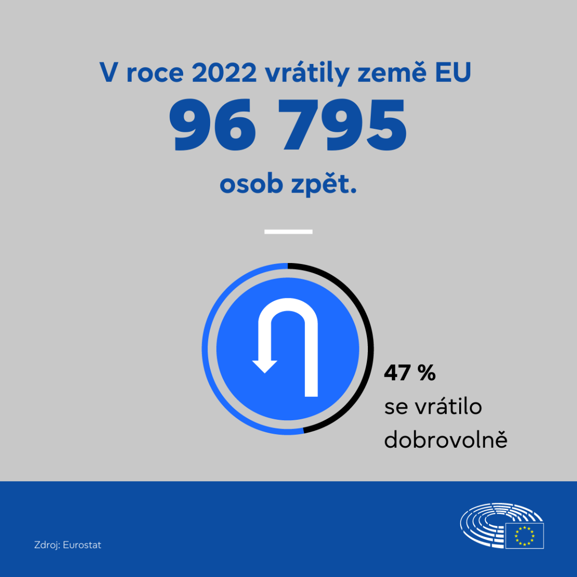Zem EU v roce 2022 vrtily zpt 96 795 osob, z nich 47 % odelo dobrovoln.
