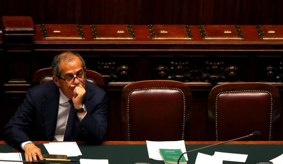 FILE PHOTO: Italian Economy Minister Giovanni Tria attends during his first session at the Lower House of the Parliament in Rome