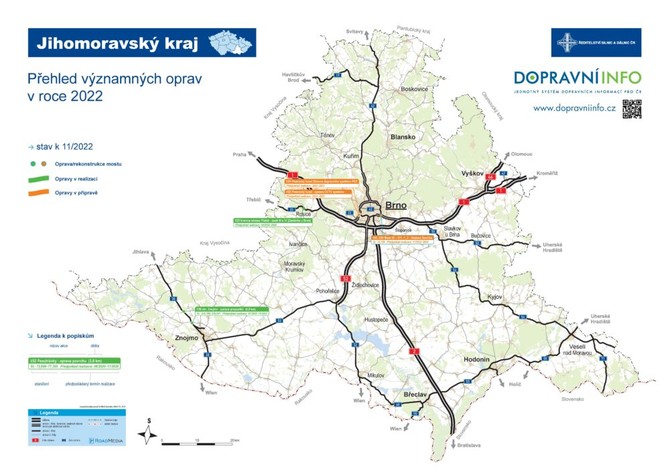 Ilustran mapka SD Jihomoravsk kraj silnice a dlnice