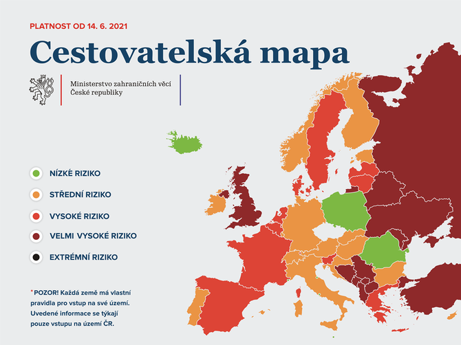 Cestovatelská mapa od 14. června