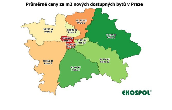 Nejvyšší ceny zůstávají ve dvou centrálních částech Prahy